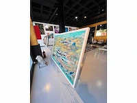 -elvira lopez - handgemaakt - 1/1 kunstwerk - "abstract see" n°3 - 100x150 cm - ingelijst - uitzonderlijk - afbeelding 2 van  8