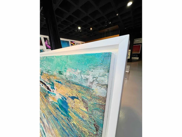 -elvira lopez - handgemaakt - 1/1 kunstwerk - "abstract see" n°3 - 100x150 cm - ingelijst - uitzonderlijk - afbeelding 3 van  8