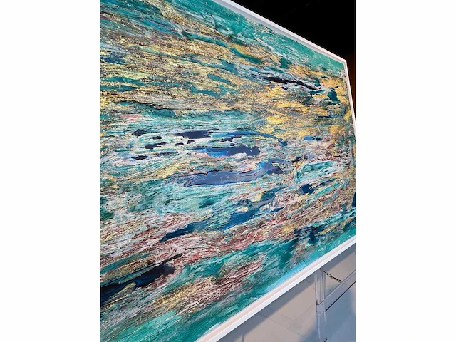 -elvira lopez - handgemaakt - 1/1 kunstwerk - "abstract see" n°3 - 100x150 cm - ingelijst - uitzonderlijk - afbeelding 5 van  8