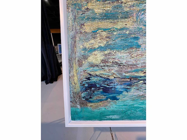 -elvira lopez - handgemaakt - 1/1 kunstwerk - "abstract see" n°3 - 100x150 cm - ingelijst - uitzonderlijk - afbeelding 6 van  8