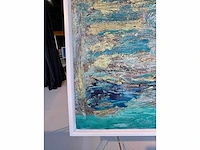 -elvira lopez - handgemaakt - 1/1 kunstwerk - "abstract see" n°3 - 100x150 cm - ingelijst - uitzonderlijk - afbeelding 6 van  8