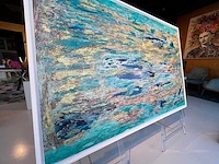 -elvira lopez - handgemaakt - 1/1 kunstwerk - "abstract see" n°3 - 100x150 cm - ingelijst - uitzonderlijk - afbeelding 7 van  8