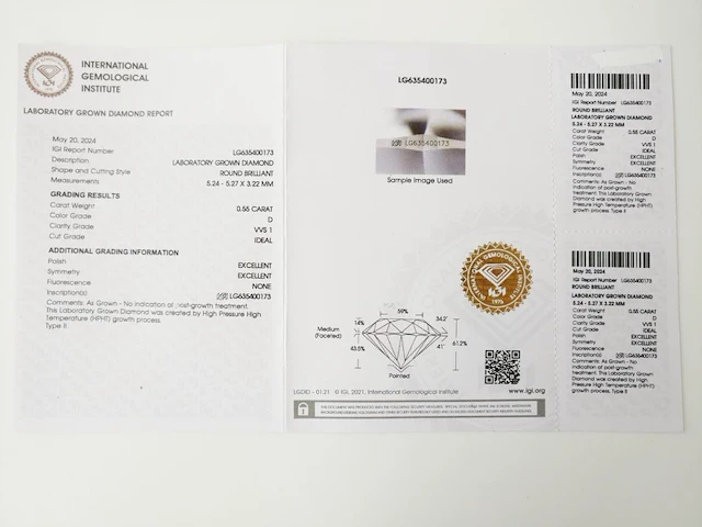 0.55ct d vvs1 with igi certificate - afbeelding 4 van  4