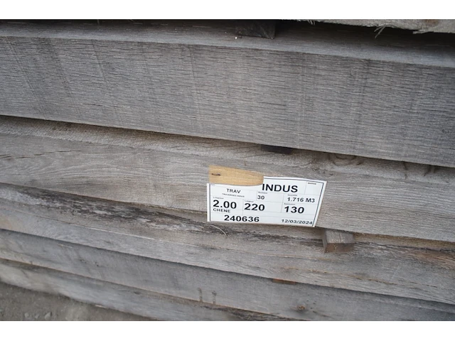 0,86 m³ industrieel eiken balken 130x220 - afbeelding 2 van  5