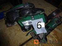 1 accu-slijpmachine, 1 accu-handcirkelzaag met accu maar zonder hikoki-oplader