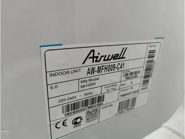 1 airco binnenunit airwell aw-mfh009-c41 - afbeelding 2 van  2