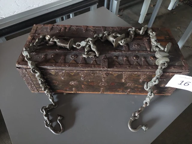 1 antiek houten kistje met div deco - afbeelding 12 van  13