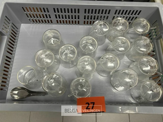 1 bak met glazen suikerpotjes - afbeelding 2 van  3