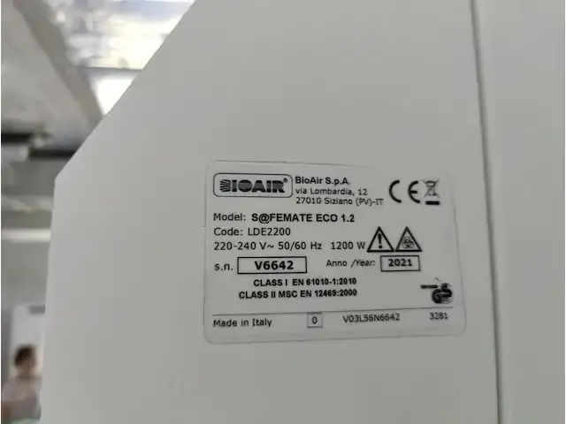 1 biologische veiligheidscabine bioair safemate 1.2 eco np:€ 7500 - afbeelding 5 van  9