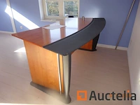 1 bureautafel mahoniehouten front grijs 195/85/73 - afbeelding 2 van  3