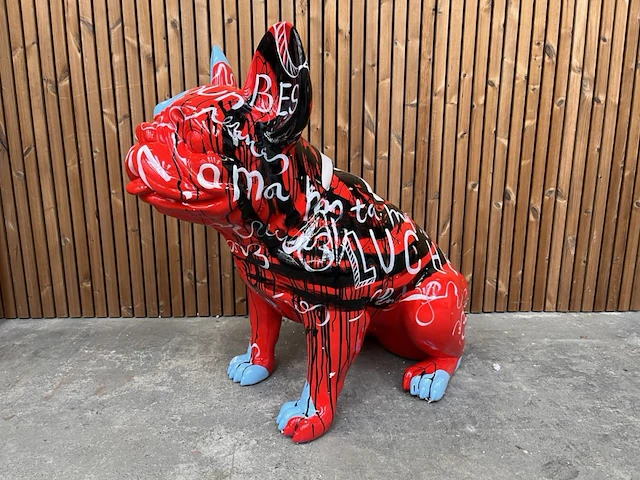 1 decoratief fiberglass beeld: hond rood franse bulldog - afbeelding 3 van  6