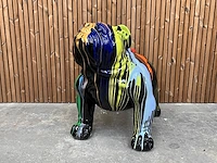 1 decoratief fiberglass beeld: hond zwart engelse bulldog - afbeelding 1 van  4