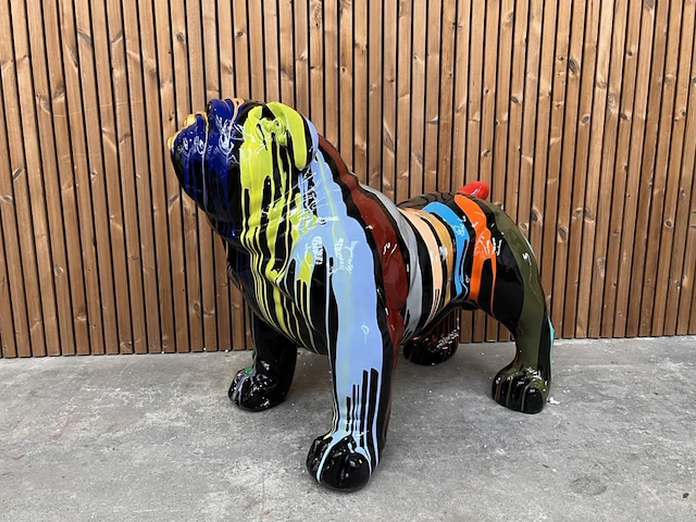 1 decoratief fiberglass beeld: hond zwart engelse bulldog - afbeelding 3 van  4