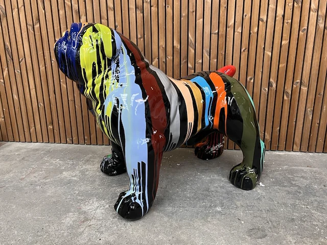 1 decoratief fiberglass beeld: hond zwart engelse bulldog - afbeelding 4 van  4