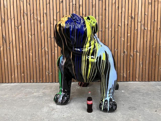 1 decoratief fiberglass beeld: hond zwart engelse bulldog - afbeelding 2 van  4