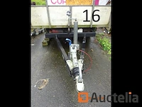 1 dubbelassige aanhangwagen, kantelbaar, elektromotor, 4-zijdig opklapbaar, chassis 194557001, afm. lengte 3m65/breedte 2m/zijhoogte 40cm/dissel lengte 1m60, geregistreerd qak 967. aanhanger verkocht met zijn inhoud inclusief drie houten bakken - afbeelding 1 van  7
