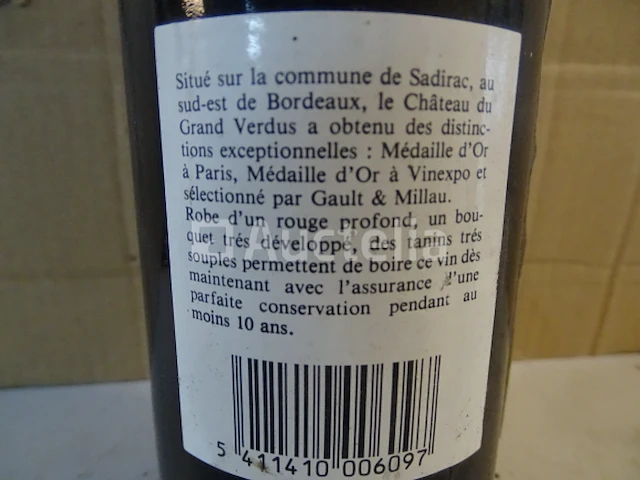 1 fles bordeaux supérieur château le grand verdus 1991 - afbeelding 4 van  4