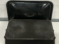 1 grote zwart/blauwe emaille ovenschotel, rechthoekig met deksel - afbeelding 3 van  3