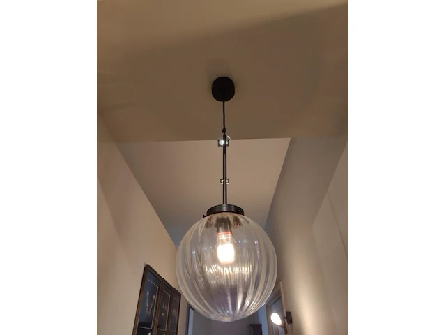 1 hanglamp luminello clara verto melone in clear glas met lampvoet e27 230v - afbeelding 2 van  3