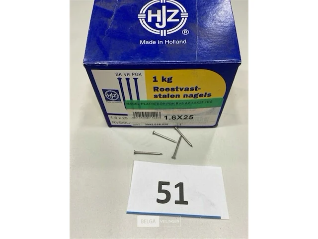 1 kg rvs nagels met platte kop 1,6 x 25 mm - afbeelding 1 van  3