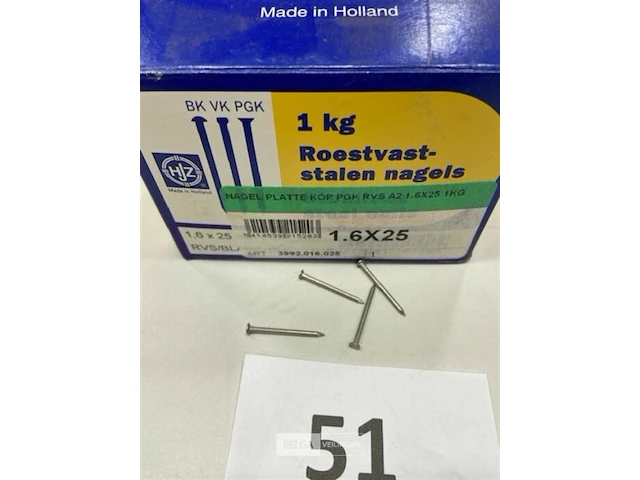 1 kg rvs nagels met platte kop 1,6 x 25 mm - afbeelding 3 van  3