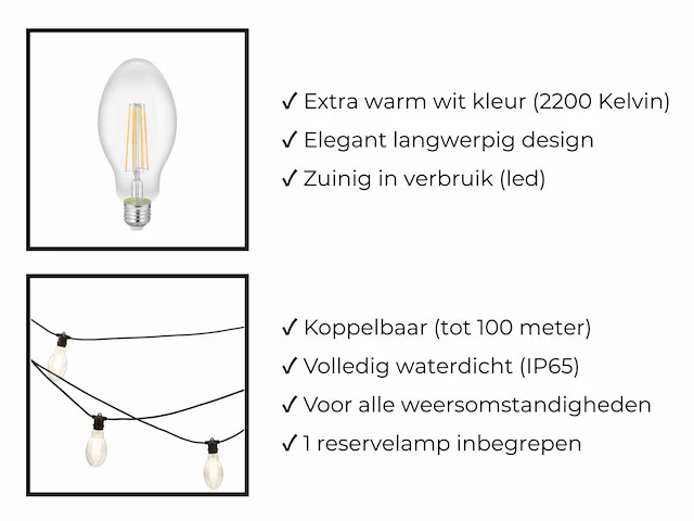 1 lichtsnoer papaya 10m 10 kleine lampen - extra warm wit - afbeelding 4 van  9