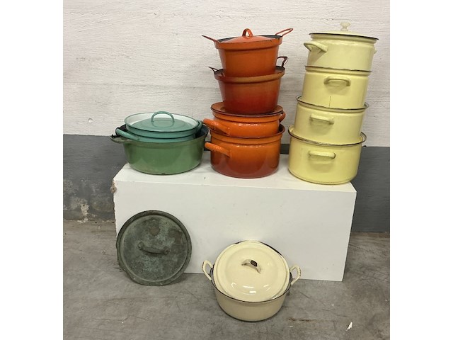 1 lot: 11 stuks emaille potten in verschillende kleuren - afbeelding 1 van  2