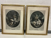 1 lot: 2 kunsttaferelen in oude kader - afbeelding 1 van  1