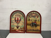 1 lot: 2 x oude vintage houten kaders " pollock " flight - cycle - afbeelding 1 van  1
