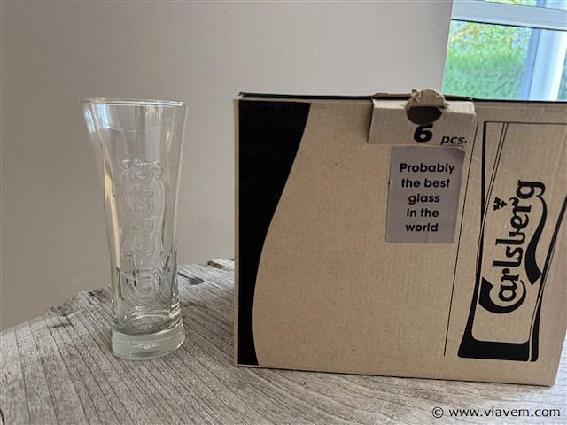 1 lot van 6 glazen carlsberg - afbeelding 1 van  1