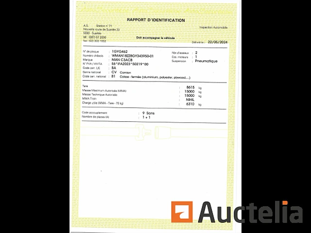 1 man vrachtwagen immat. 1gyg462, 1e inschrijving 02/06/2016, chassis 343950, 2 kentekenboekjes (thuis en voertuig), 1 identificatierapport. waarschuwing, voertuig niet getest vanwege batterijstoring, startte niet tijdens de expertise. een bezoek aan dit voertuig is aan te bevelen. - afbeelding 25 van  31