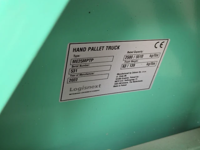 1 manuele transpallet mitsubishi me25mptp - afbeelding 4 van  4