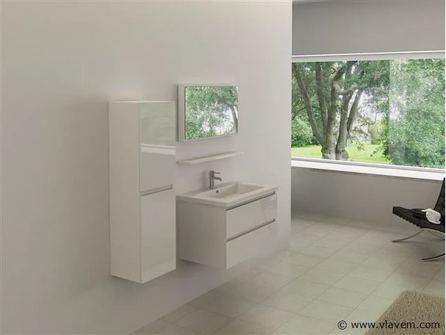 1-persoons badkamermeubel 60 cm hoogglans wit - incl. kraan - afbeelding 1 van  2