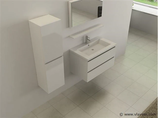 1-persoons badkamermeubel 60 cm hoogglans wit - incl. kraan - afbeelding 2 van  2
