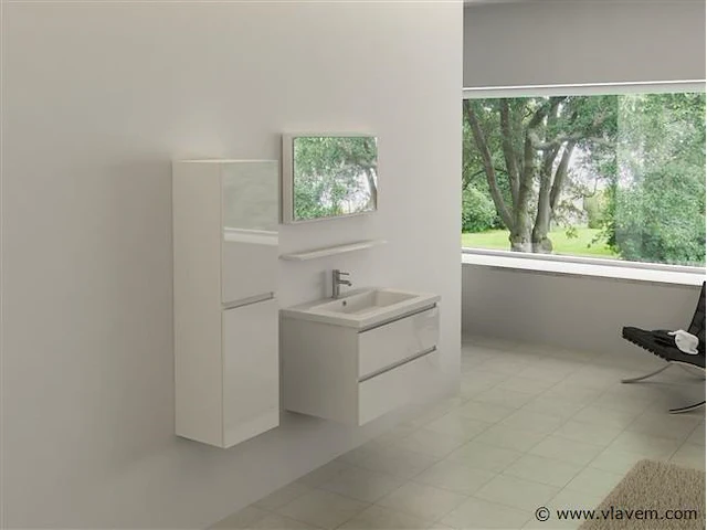 1-persoons badkamermeubel 60 cm hoogglans wit - afbeelding 1 van  3