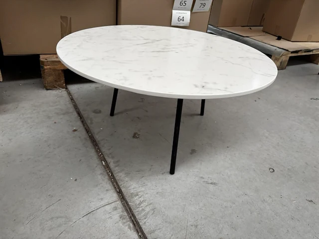 1 ronde bijzettafel - bianco + onderstel - h34cm - afbeelding 2 van  4