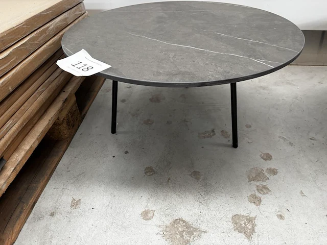 1 ronde bijzettafel - grigio + onderstel - showroommodel - afbeelding 2 van  3