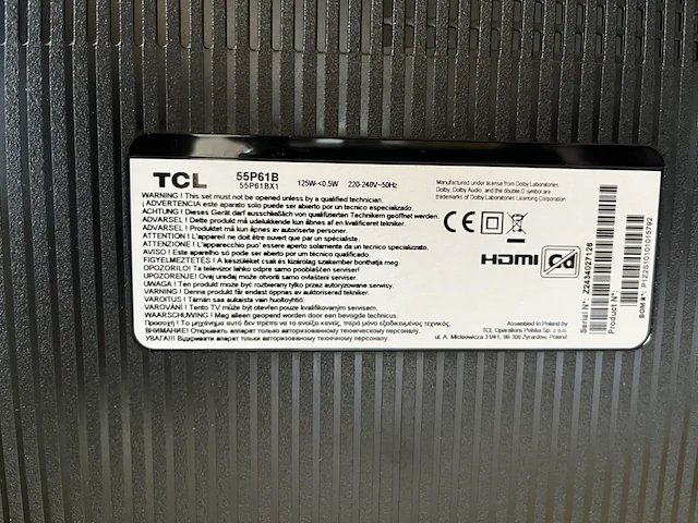1 tv toestel tcl 4k led 55p61b - afbeelding 3 van  6