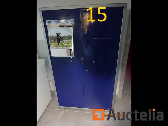 1 tweedeurs metaal kast, blauw, op wielen 45-90-155 - afbeelding 1 van  1