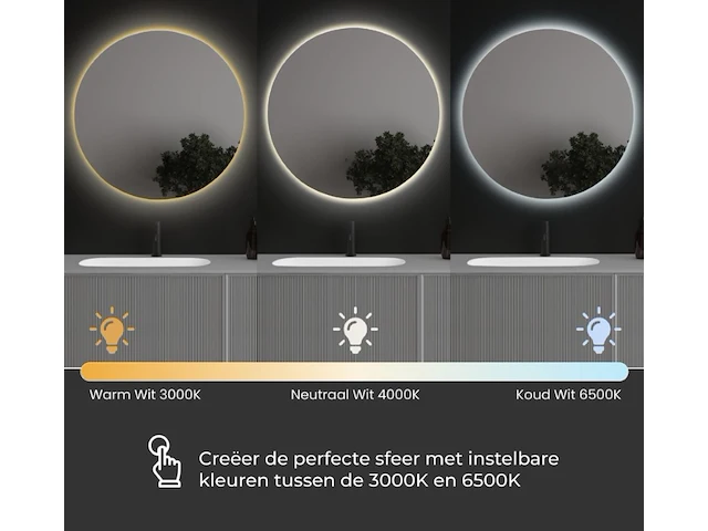 1 x 100cm rond led spiegel - afbeelding 8 van  8