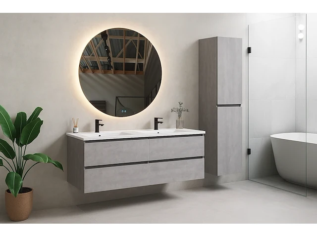 1 x 120cm badkamermeubelset - kleur: beton grijs - afbeelding 1 van  2