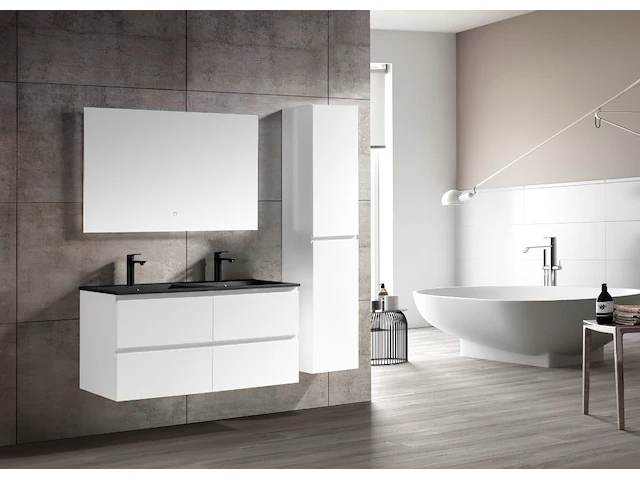 1 x 120cm badkamermeubelset mdf - kleur: wit - afbeelding 1 van  3