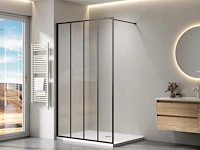 1 x 120x200 bl inloopdouche met mat zwart frame en verticale lijnen - afbeelding 1 van  2