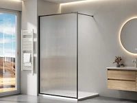 1 x 120x200 bv inloopdouche met mat zwart frame en geribbeld glas