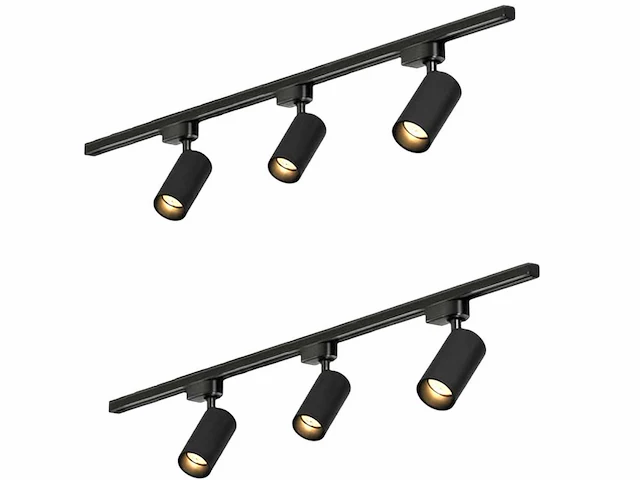 1 x 2 meter pro set railverlichting met 6x 18w 4000k railspot - afbeelding 1 van  8