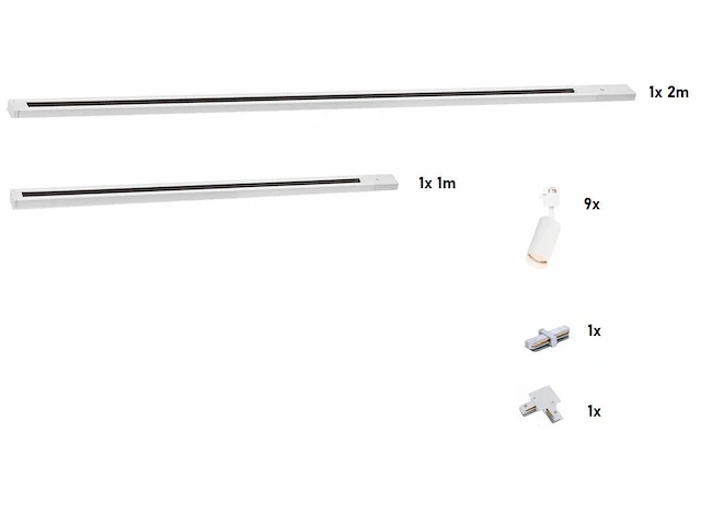 1 x 3 meter railsysteem met 9x railspot gu10 fitting wit - afbeelding 8 van  9
