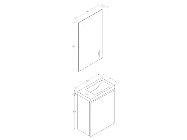 1 x 40cm toiletmeubel mat wit - como 40-03b - afbeelding 3 van  3