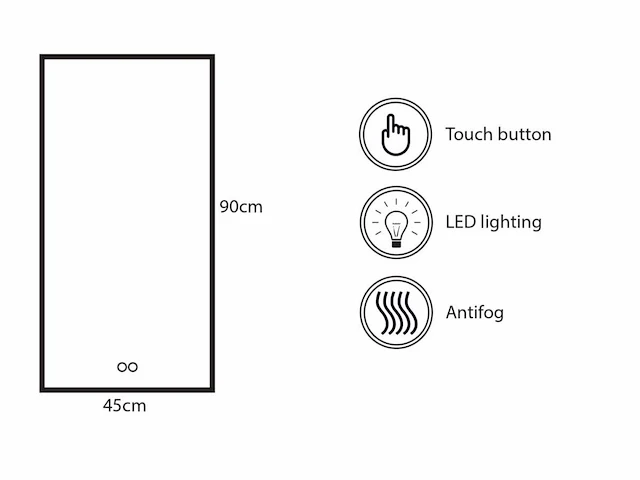 1 x 45cm led spiegel met zwart frame - afbeelding 5 van  9