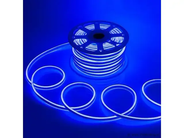 1 x 50 meter neon led strip - blauw - waterdicht - dubbelzijdig - 8w/m - afbeelding 1 van  2