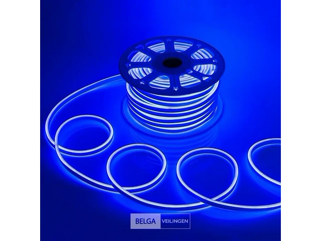 1 x 50 meter neon led strip - blauw - waterdicht - dubbelzijdig - 8w/m - afbeelding 1 van  6